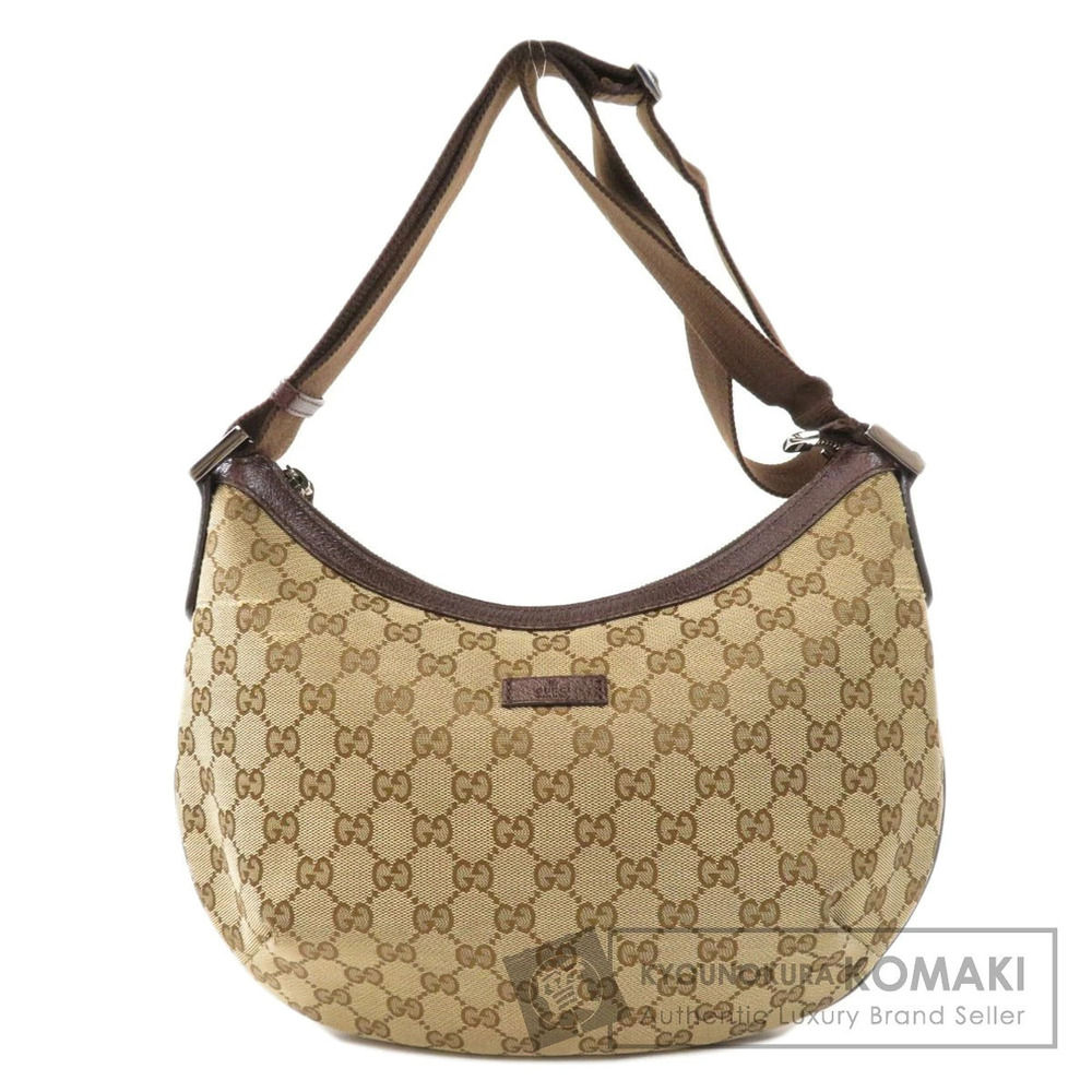 Gucci GG monogram canvas hobo bag brown leather